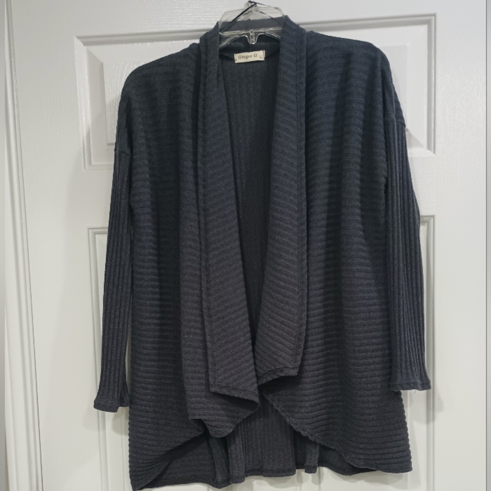 Ginger G Gray Open Front Cardigan